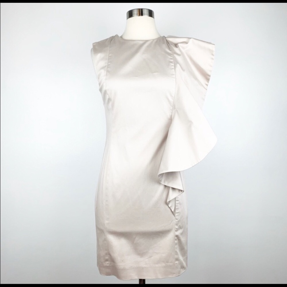 French Connection + size 4 dress + tan